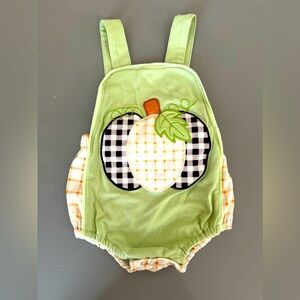 Boutique Honey Bean Boys 12 Months PUMPKIN Harvest Bubble Romper